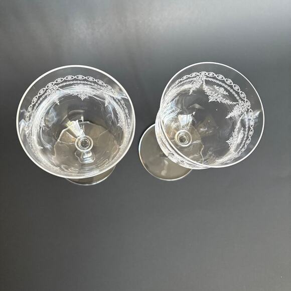 Set of 2 Vintage/Antique Optic Water Glasses Czechoslovakia 1927 Floral - Picture 4 of 9